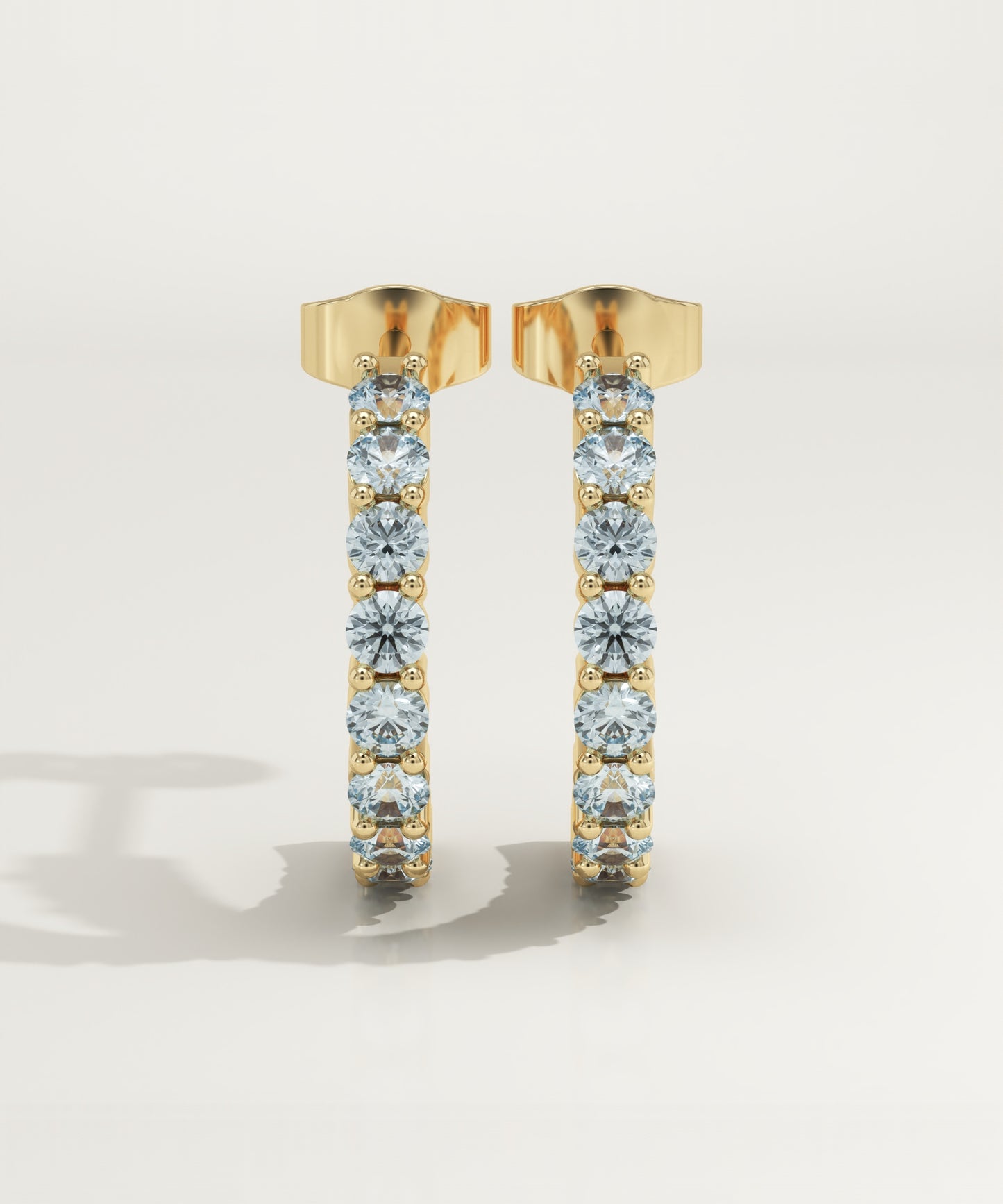 0.54 TCW Round March-Aquamarine Birthstone Stud Earrings