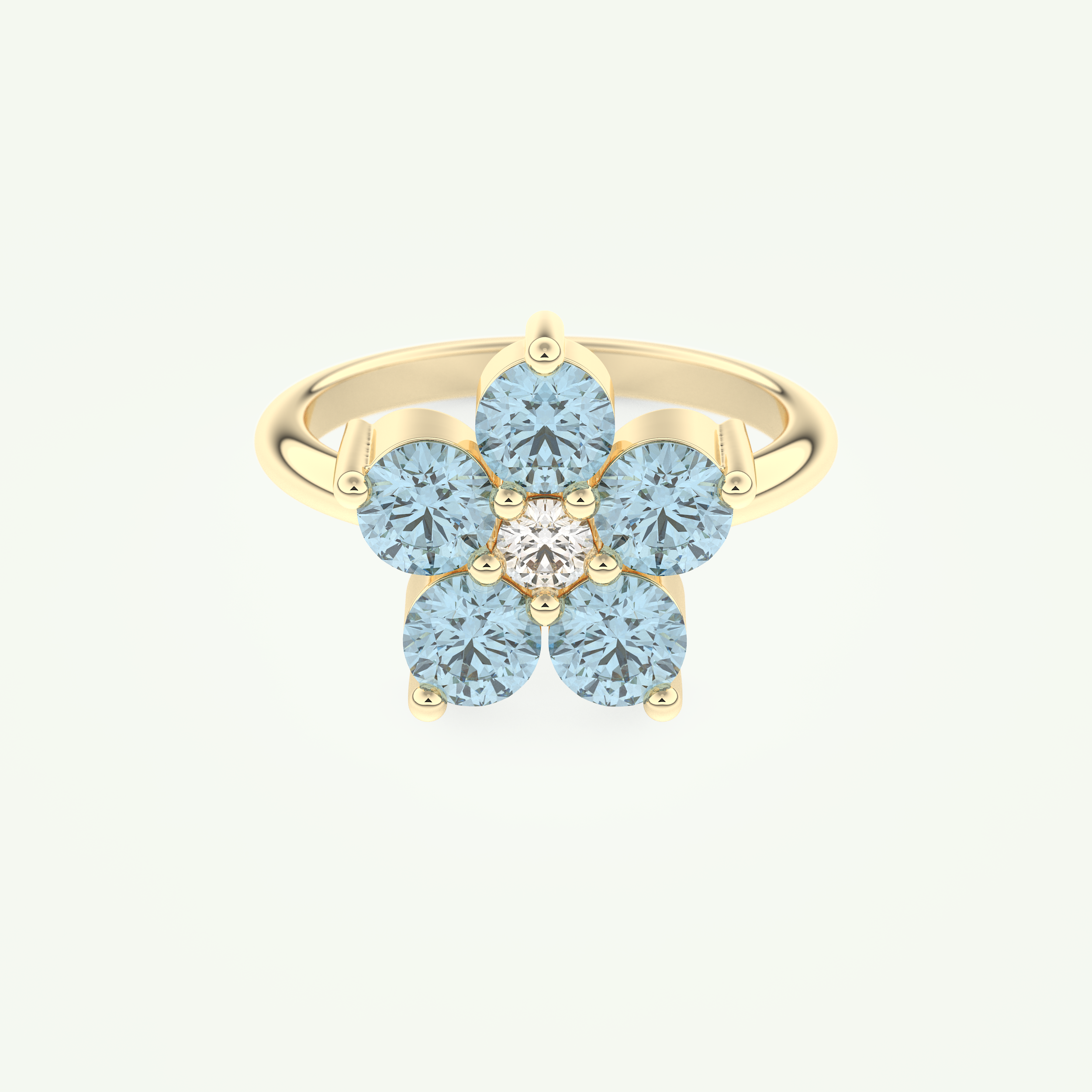 1.82 TCW Round Cut March-Aquamarine Birthstone Engagement Ring 1