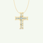 0.83 TCW Emerald March-Aquamarine Cross Birthstone Necklace 4
