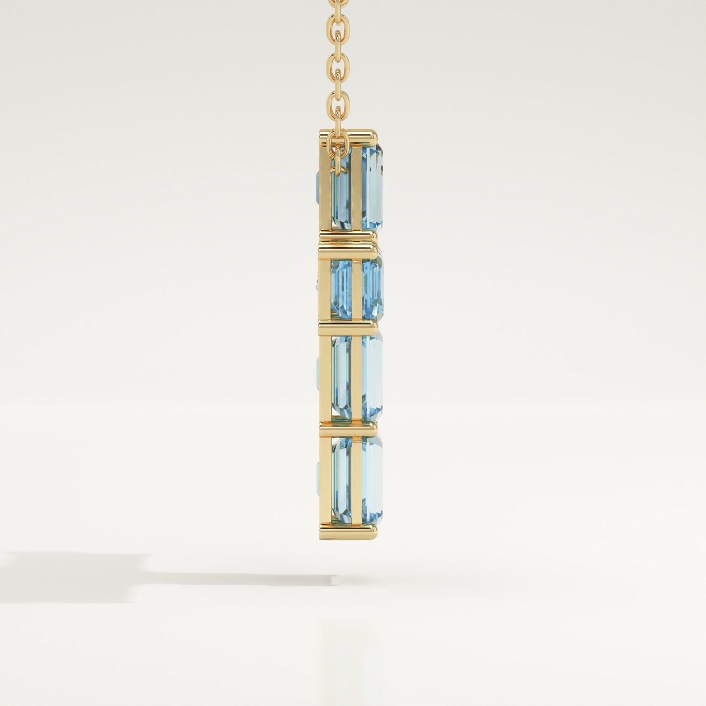 0.83 TCW Emerald March-Aquamarine Cross Birthstone Necklace