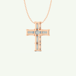 0.83 TCW Emerald March-Aquamarine Cross Birthstone Necklace 9