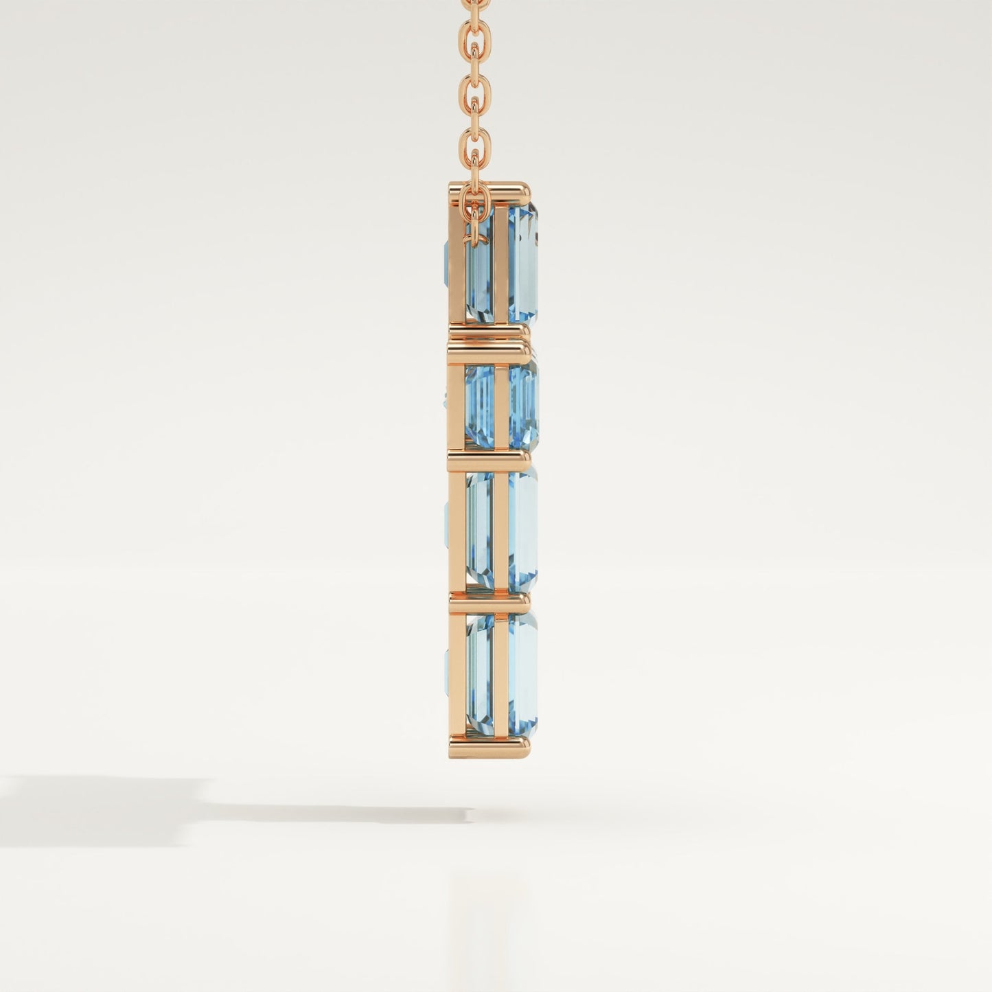 0.83 TCW Emerald March-Aquamarine Cross Birthstone Necklace