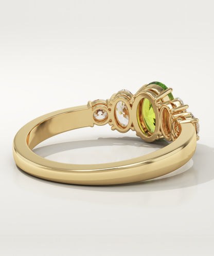 0.63 CT Oval Cut Cluster Lab-Grown Peridot Gemstone Engagement Ring