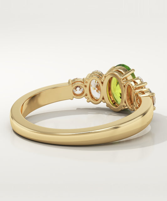 0.17 CT Oval Cut Cluster Lab-Grown Peridot Gemstone Engagement Ring