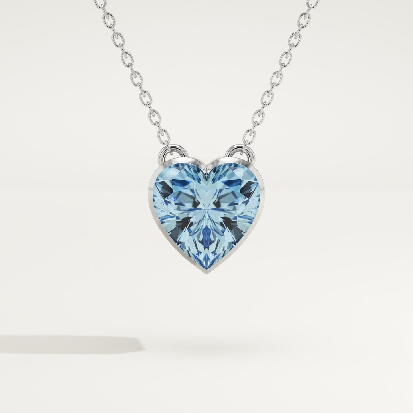 1.81 CT Heart March-Aquamarine Solitaire Birthstone Necklace