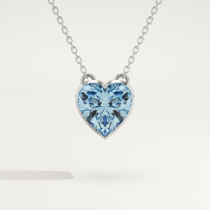 1.81 CT Heart March-Aquamarine Solitaire Birthstone Necklace