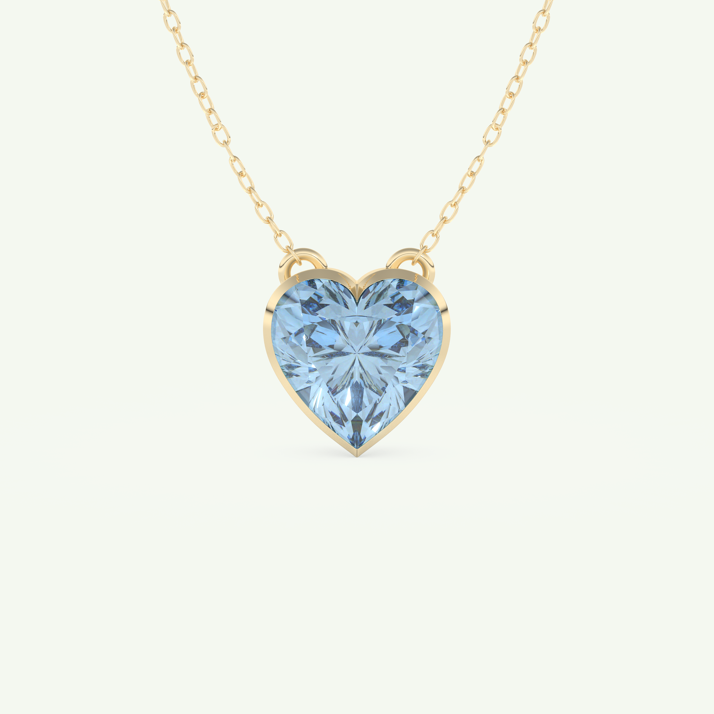 1.81 CT Heart March-Aquamarine Solitaire Birthstone Necklace 1