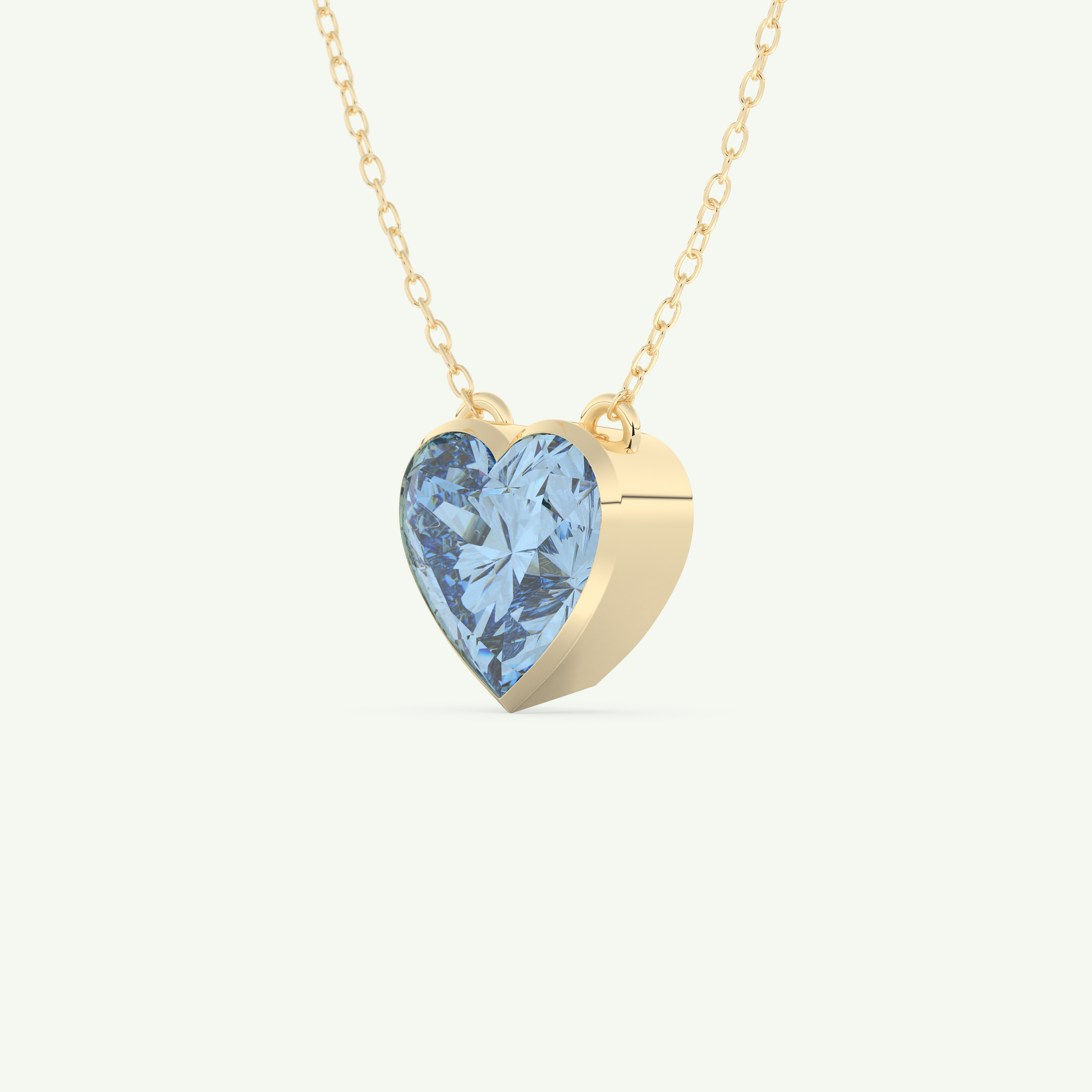 1.81 CT Heart March-Aquamarine Solitaire Birthstone Necklace 2