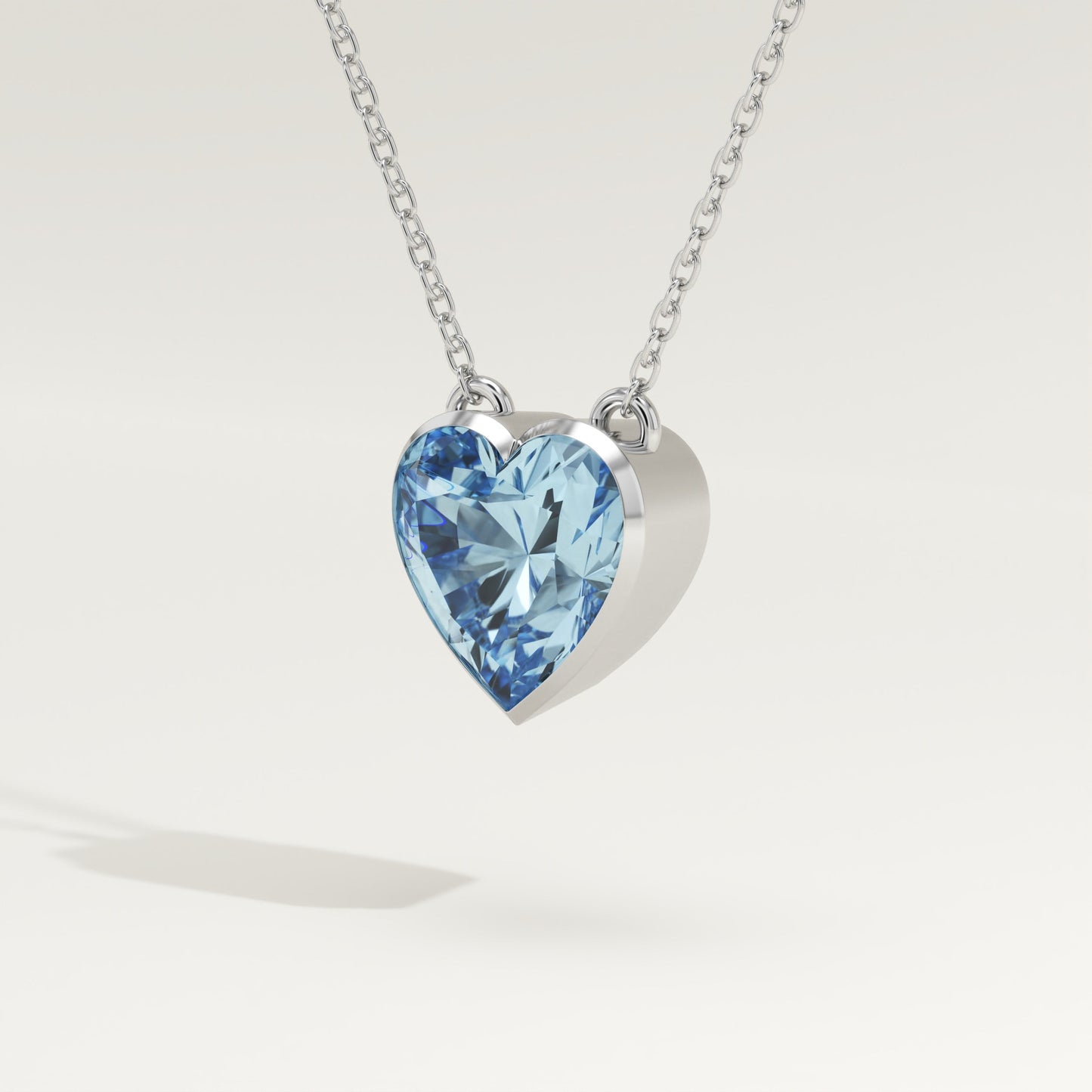 1.81 CT Heart March-Aquamarine Solitaire Birthstone Necklace
