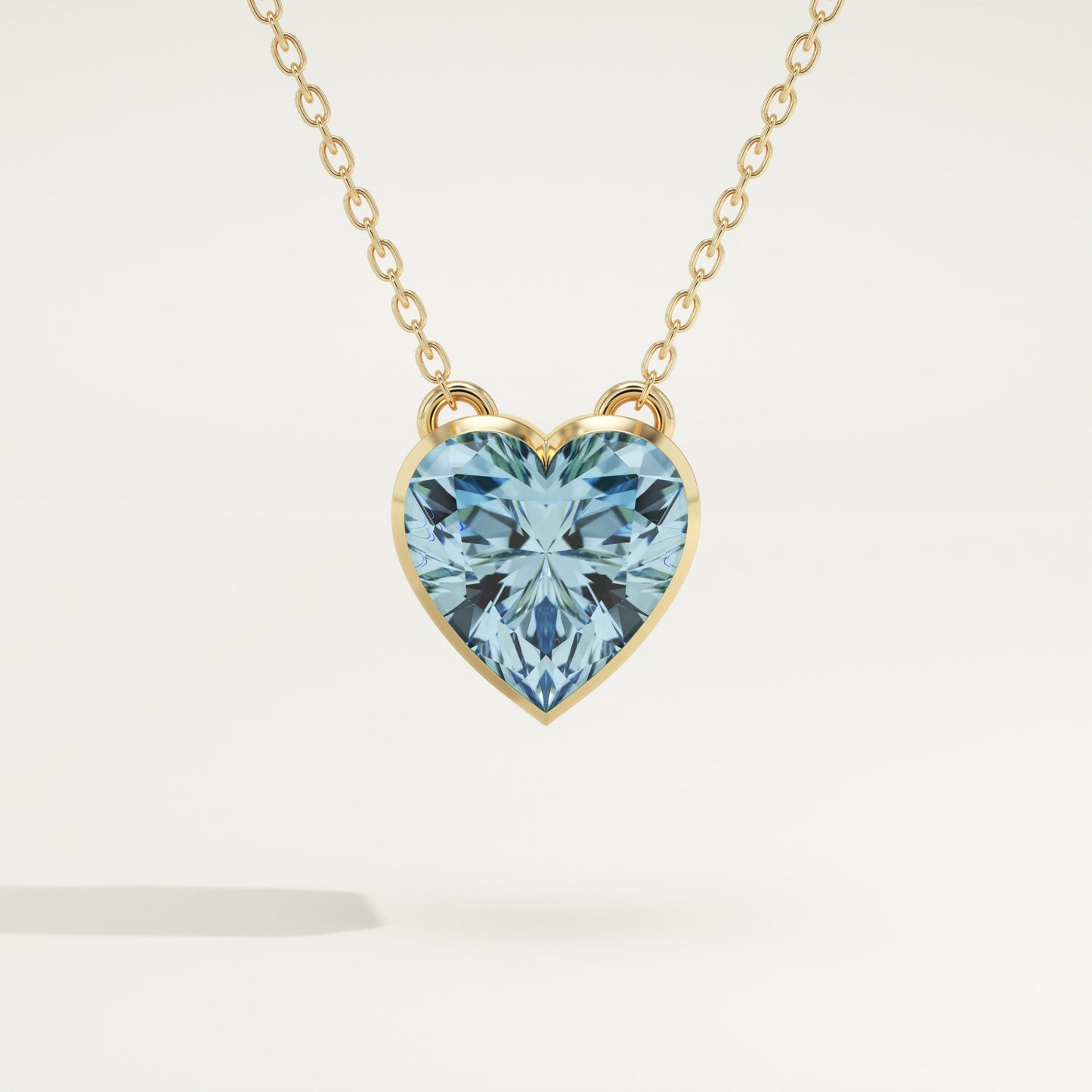1.81 CT Heart March-Aquamarine Solitaire Birthstone Necklace