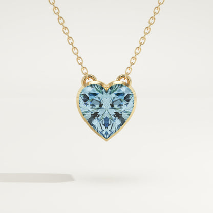 1.81 CT Heart March-Aquamarine Solitaire Birthstone Necklace
