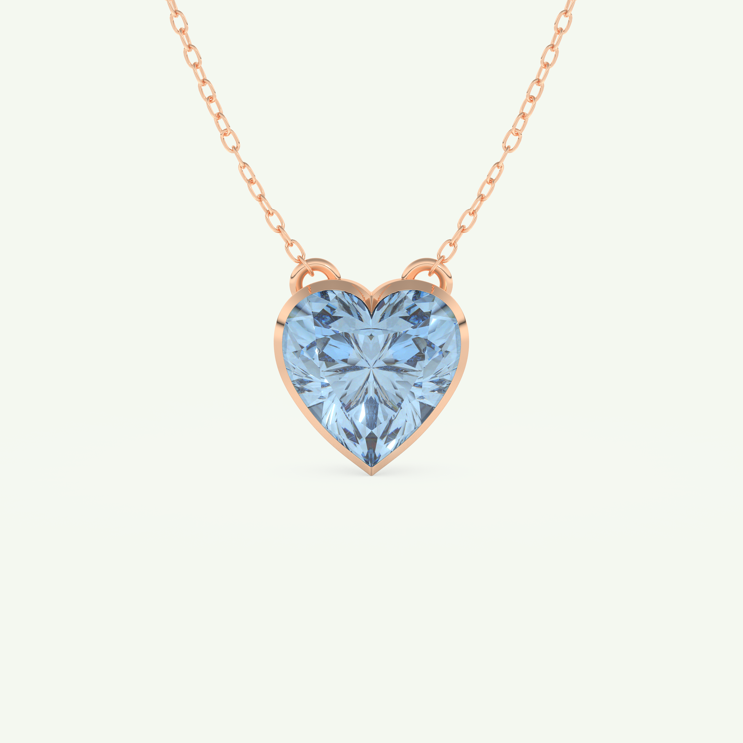 1.81 CT Heart March-Aquamarine Solitaire Birthstone Necklace 6