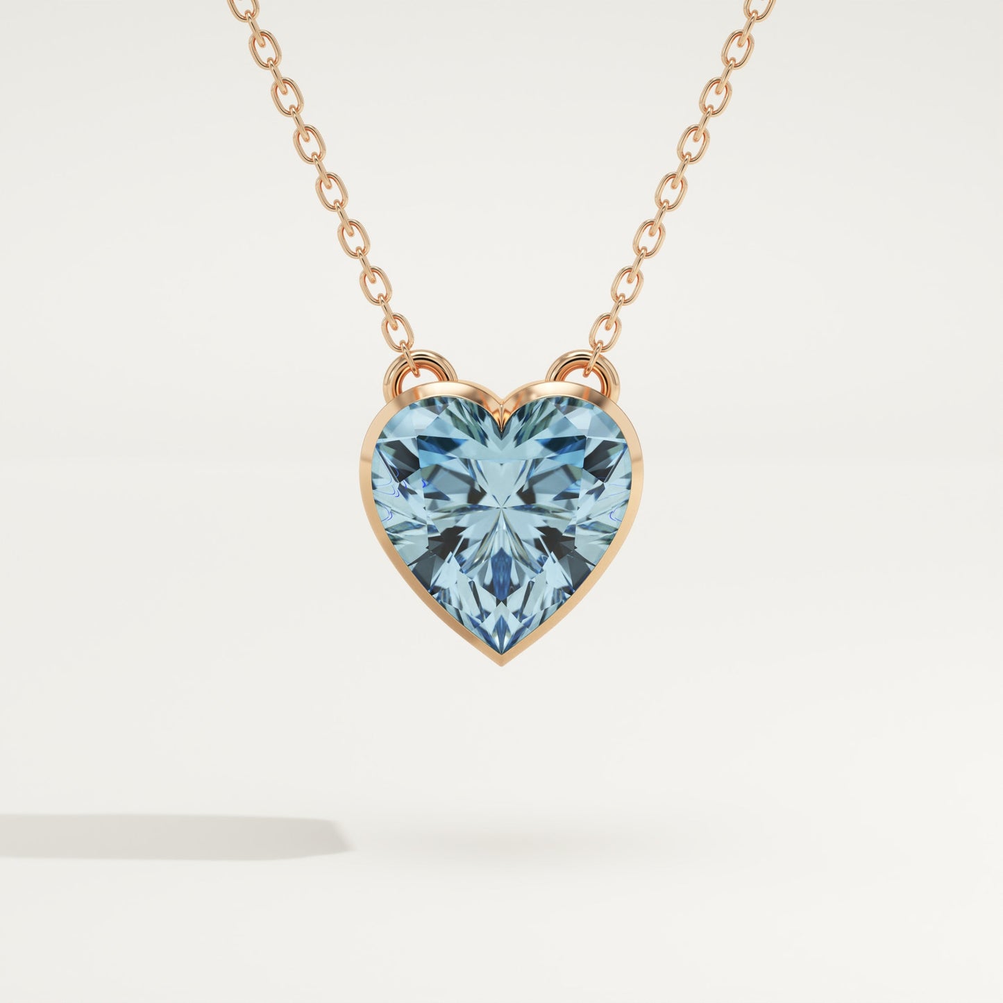 1.81 CT Heart March-Aquamarine Solitaire Birthstone Necklace