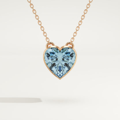 1.81 CT Heart March-Aquamarine Solitaire Birthstone Necklace