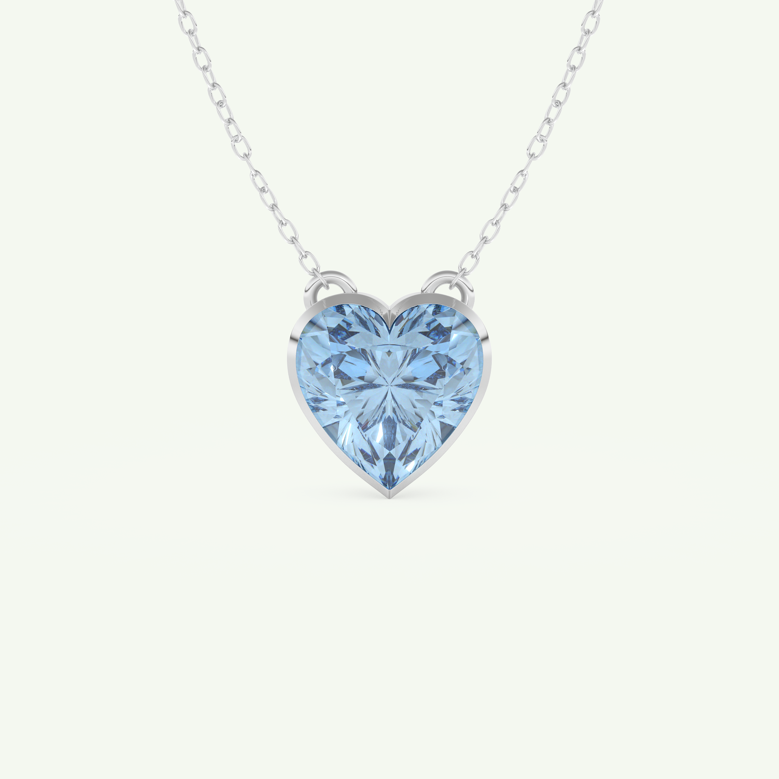 1.81 CT Heart March-Aquamarine Solitaire Birthstone Necklace 11