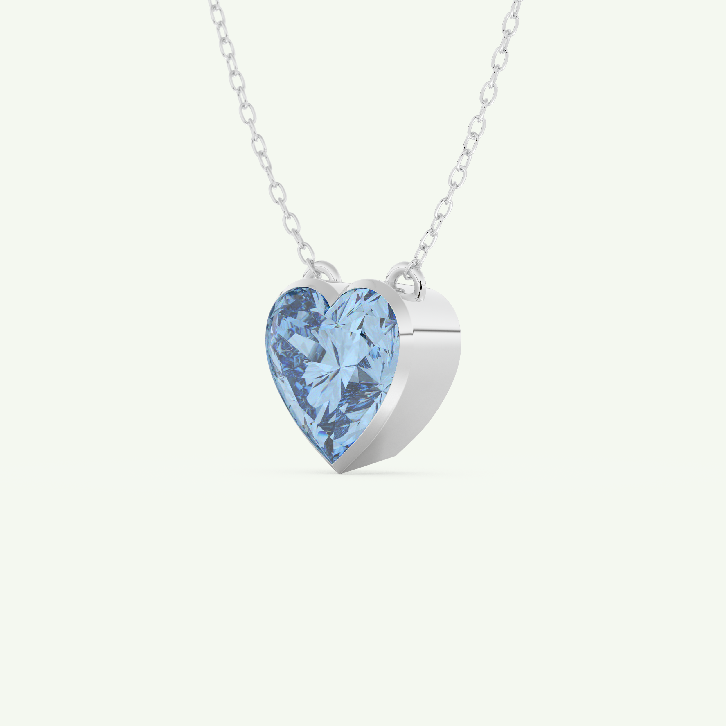 1.81 CT Heart March-Aquamarine Solitaire Birthstone Necklace 12