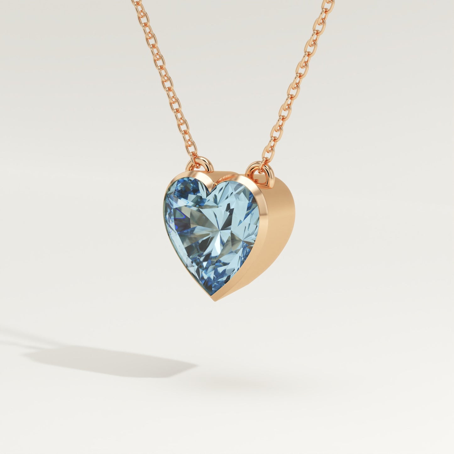 1.81 CT Heart March-Aquamarine Solitaire Birthstone Necklace