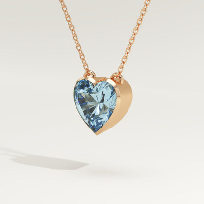 1.81 CT Heart March-Aquamarine Solitaire Birthstone Necklace