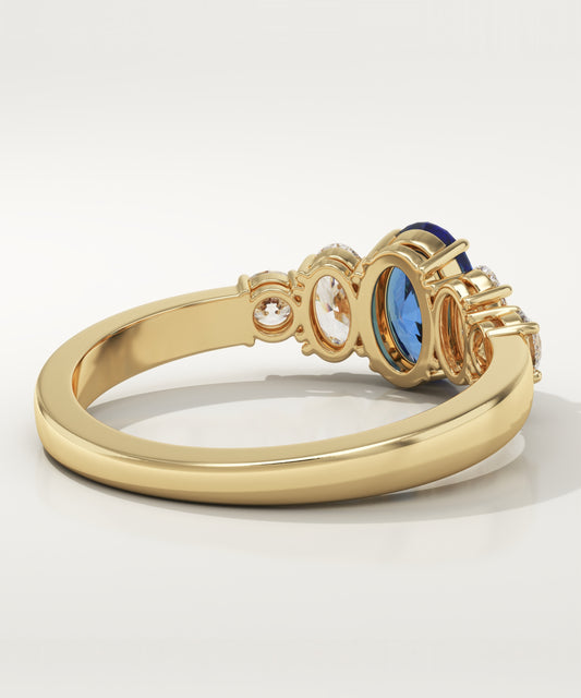 0.17 CT Oval Cut Cluster Lab-Grown Blue Topaz Gemstone Engagement Ring