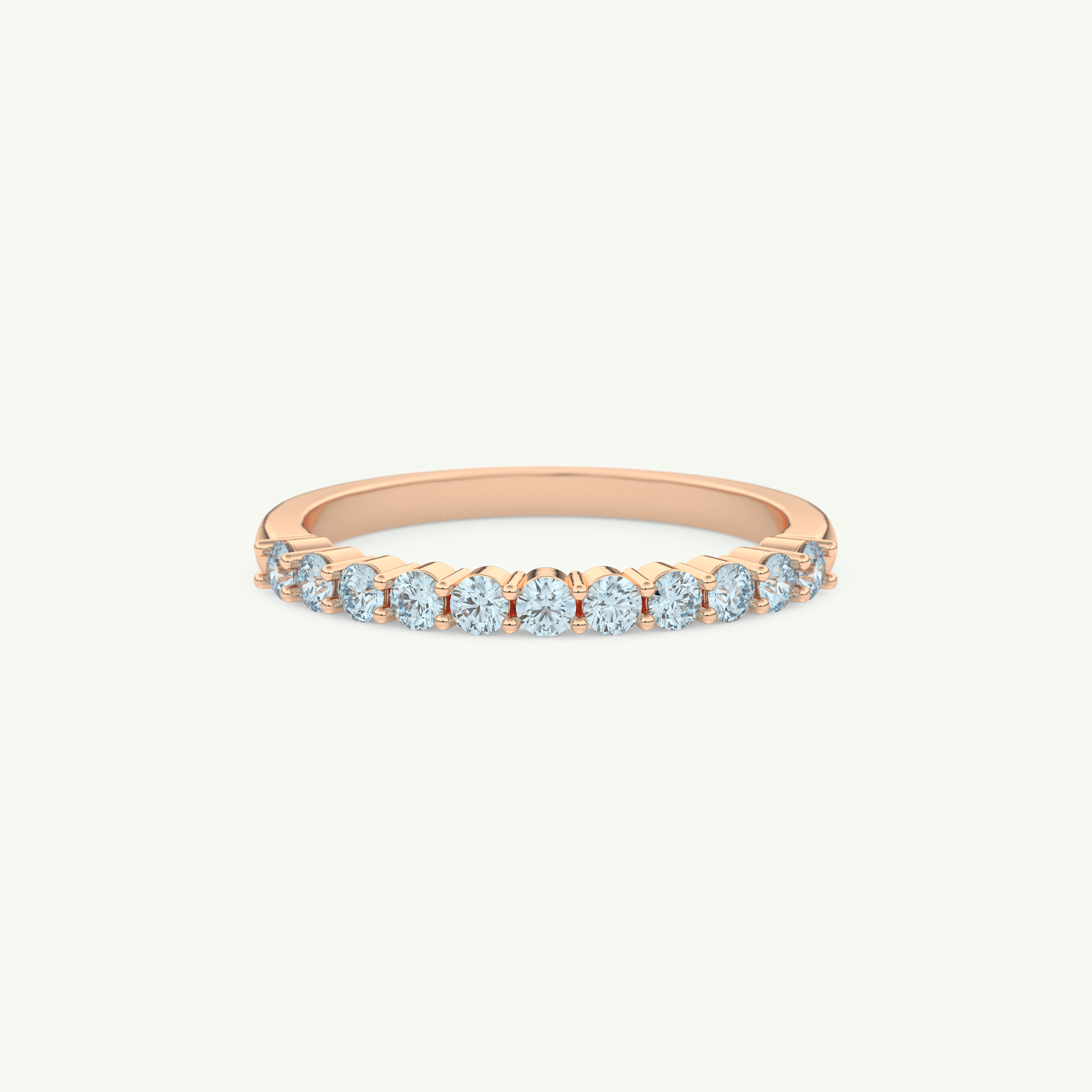 0.33 TCW Round Shaped March-Aquamarine Birthstone Wedding Band 7