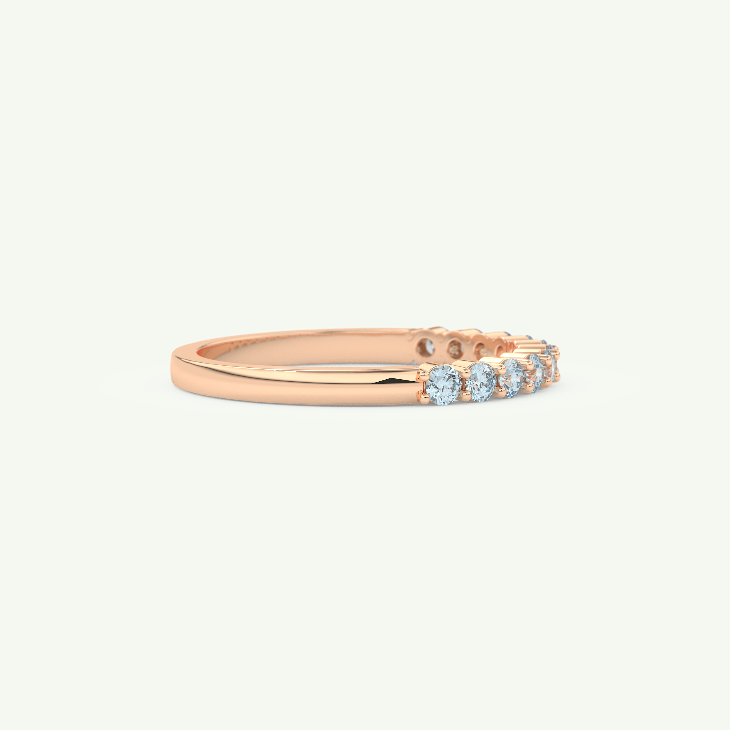 0.33 TCW Round Shaped March-Aquamarine Birthstone Wedding Band 8