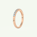 0.33 TCW Round Shaped March-Aquamarine Birthstone Wedding Band 10
