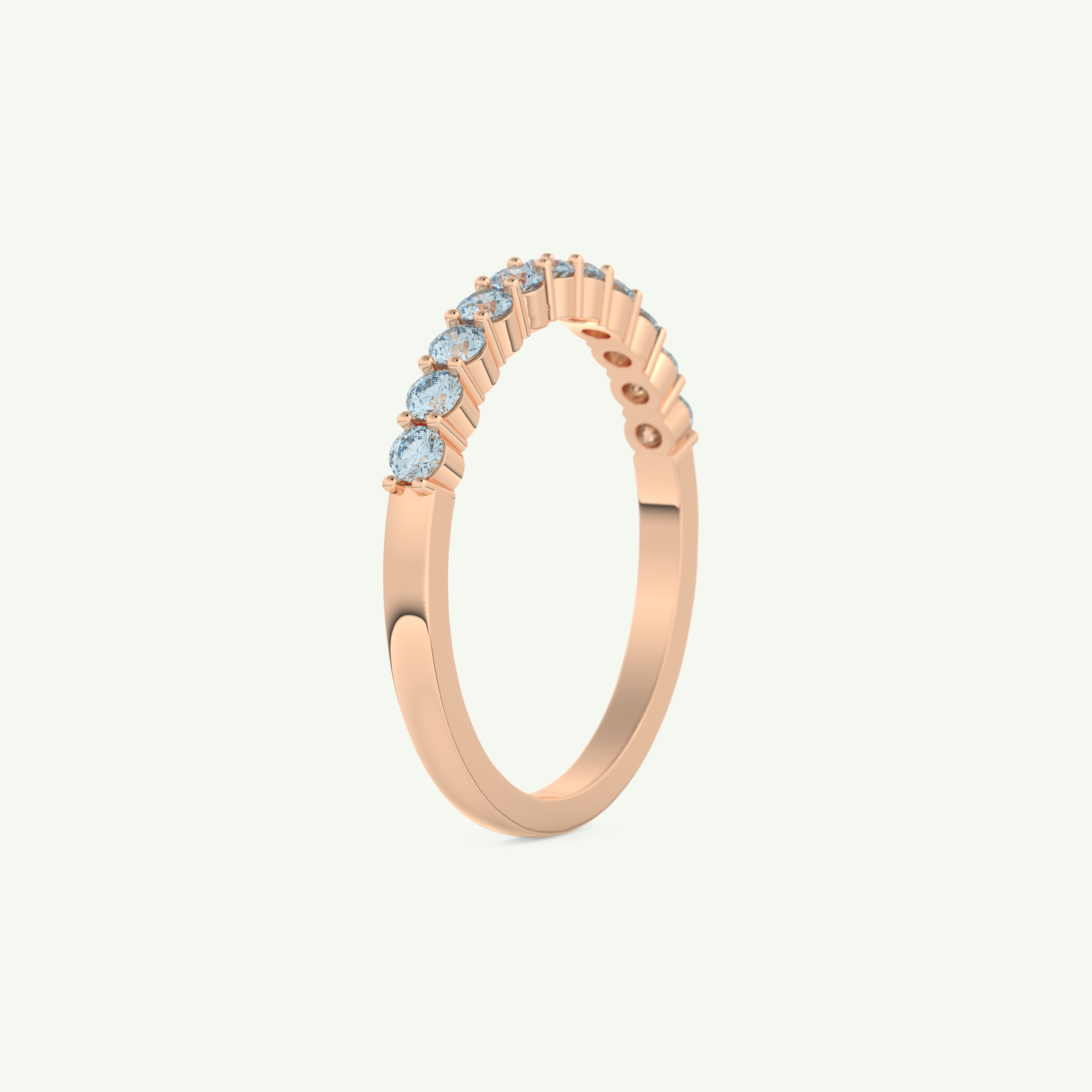 0.33 TCW Round Shaped March-Aquamarine Birthstone Wedding Band 10