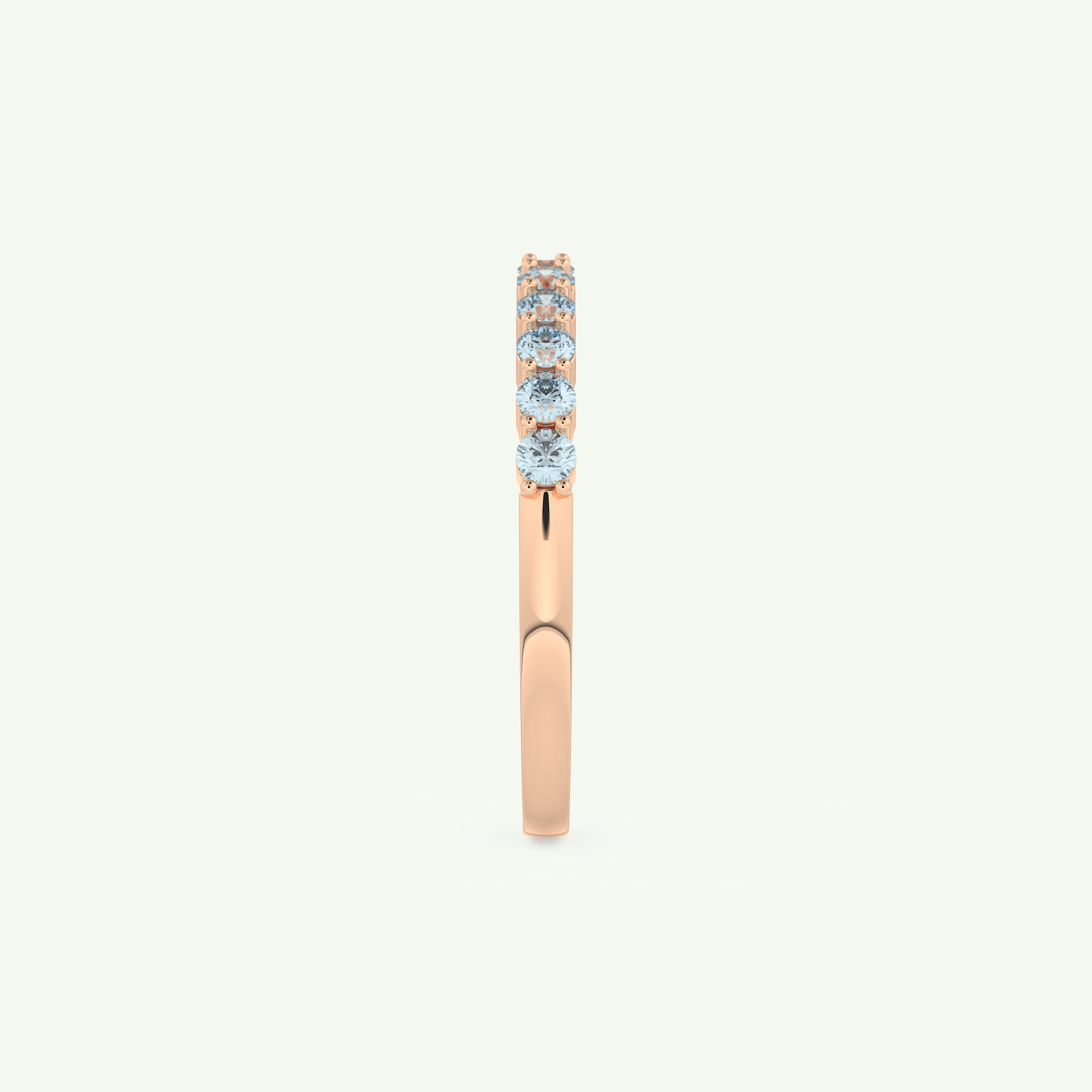 0.33 TCW Round Shaped March-Aquamarine Birthstone Wedding Band 12
