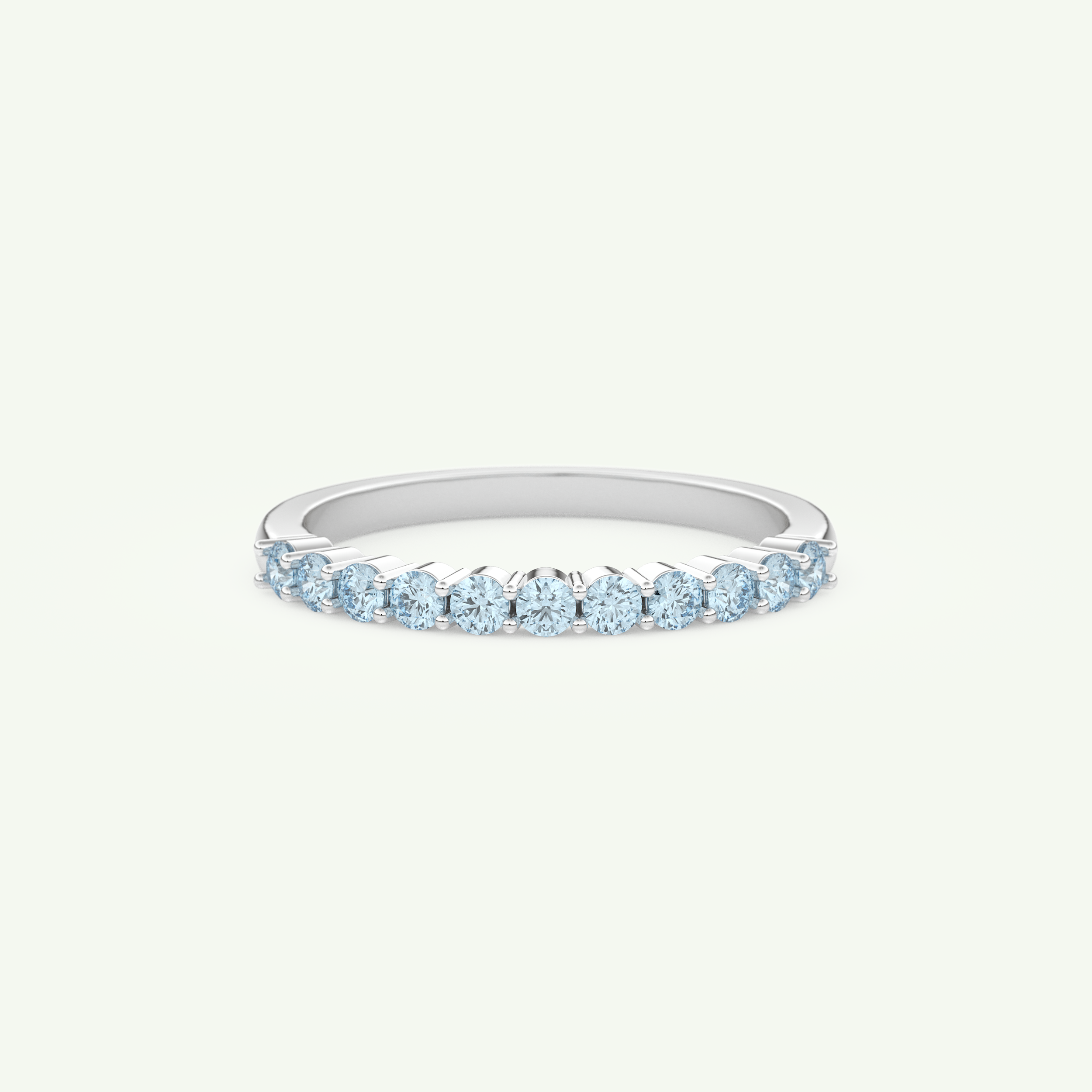 0.33 TCW Round Shaped March-Aquamarine Birthstone Wedding Band 13
