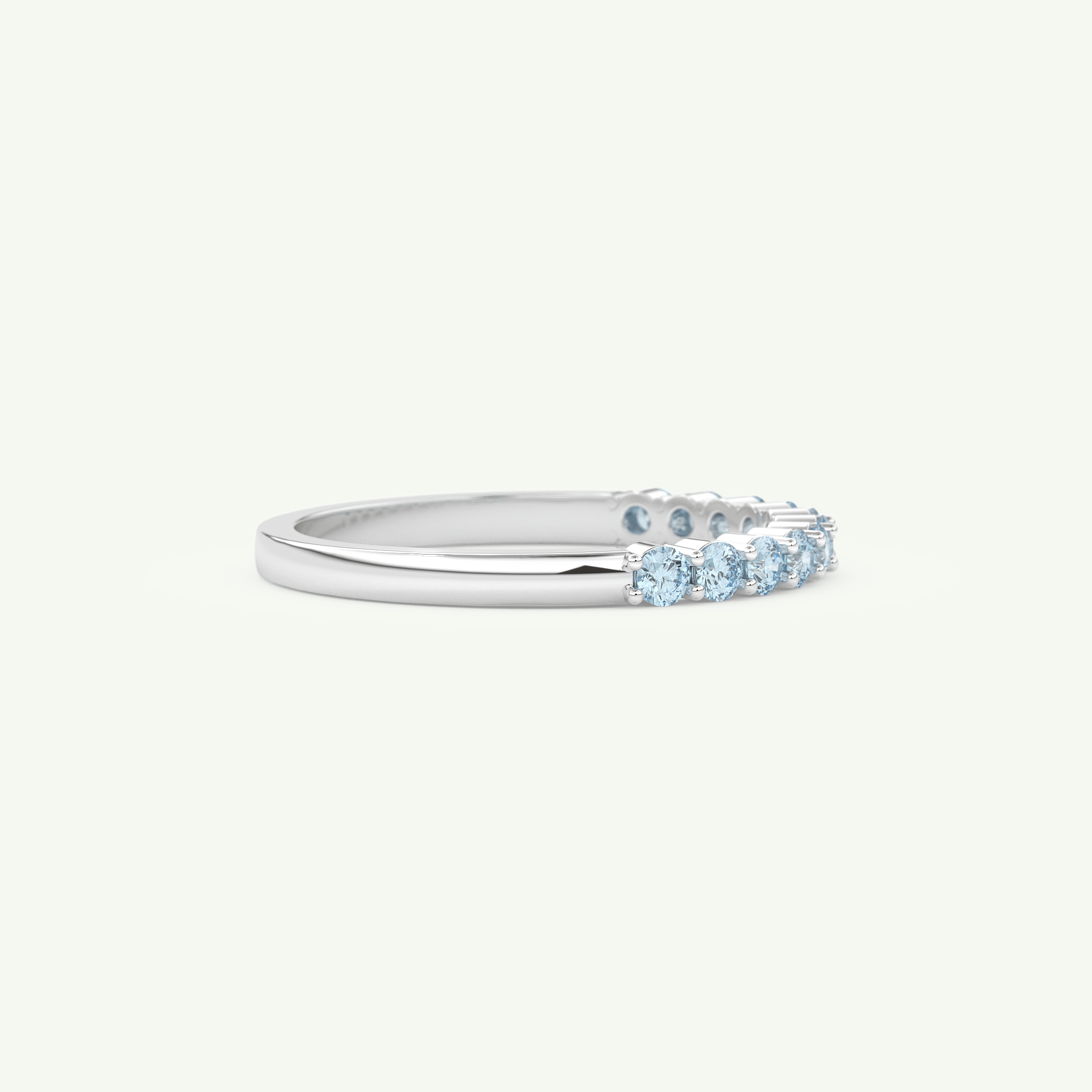 0.33 TCW Round Shaped March-Aquamarine Birthstone Wedding Band 14