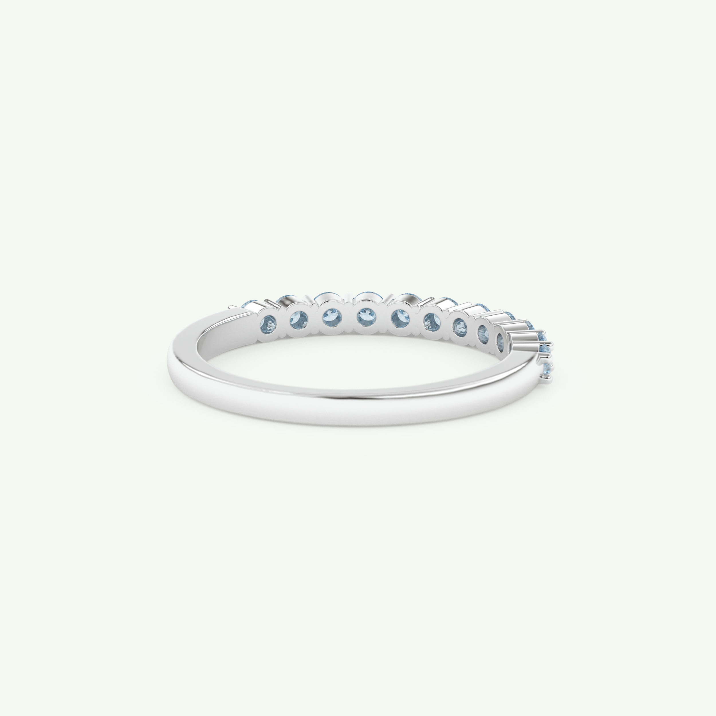 0.33 TCW Round Shaped March-Aquamarine Birthstone Wedding Band 15
