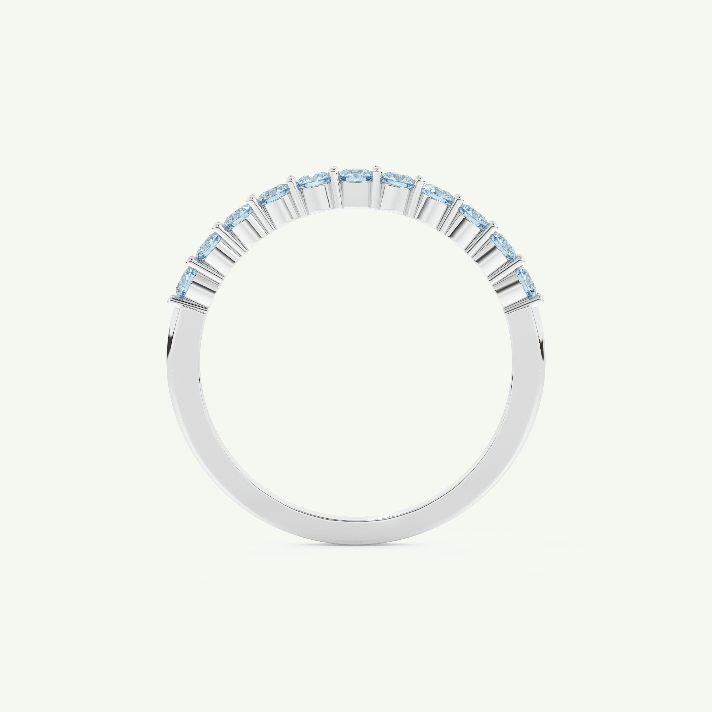 0.33 TCW Round Shaped March-Aquamarine Birthstone Wedding Band 17