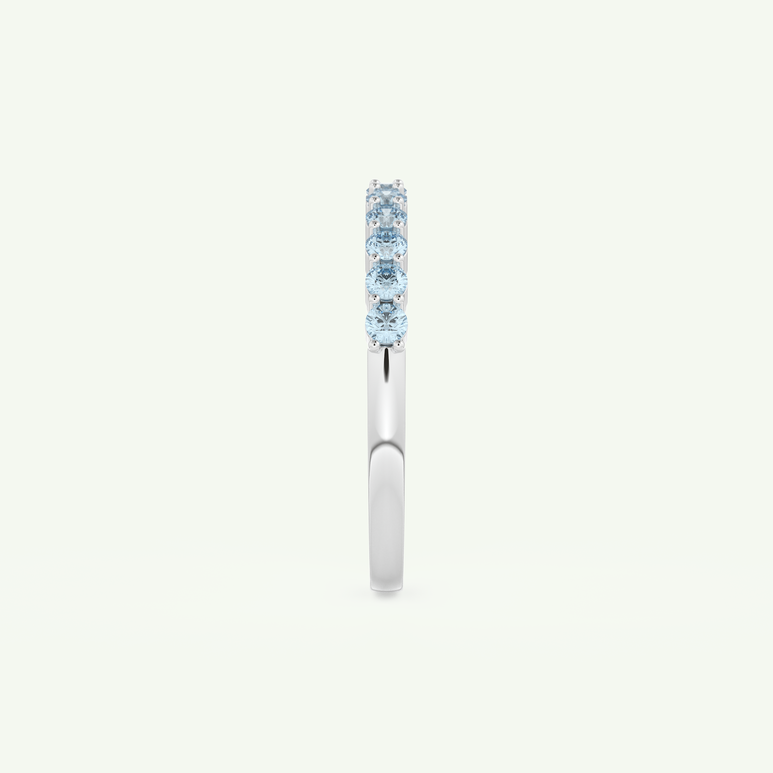 0.33 TCW Round Shaped March-Aquamarine Birthstone Wedding Band 18
