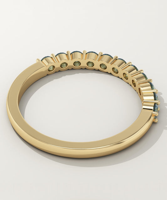 0.33 TCW Round Shaped March-Aquamarine Birthstone Wedding Band