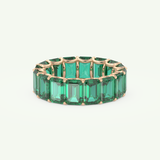 8.91 TCW Emerald Shaped May-Emerald Birthstone Wedding Band 9