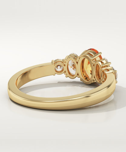 0.63 CT Oval Cut Cluster Lab-Grown Citrine Gemstone Engagement Ring