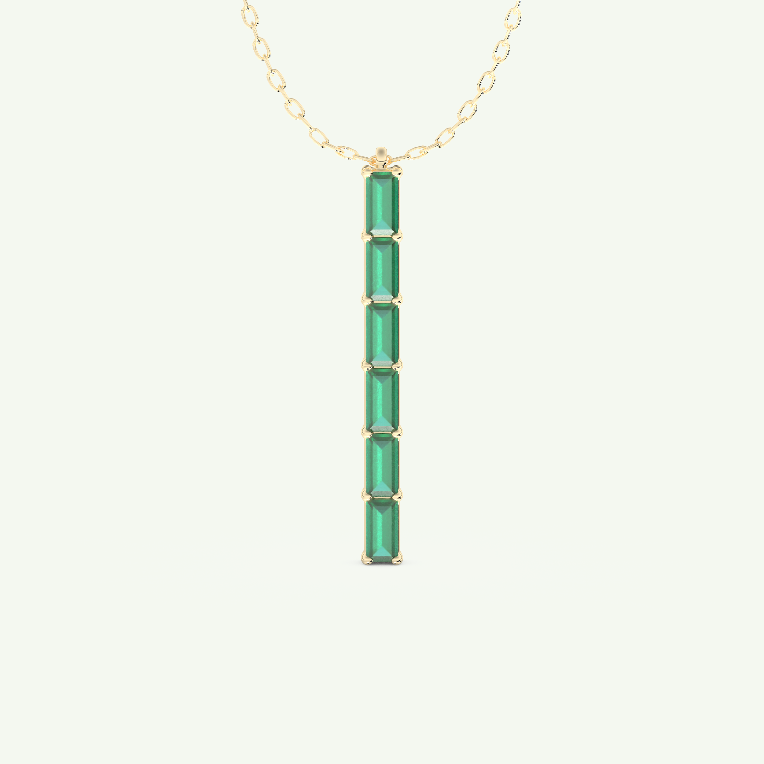 0.18 TCW Baguette Straight May-Emerald Birthstone Necklace 1