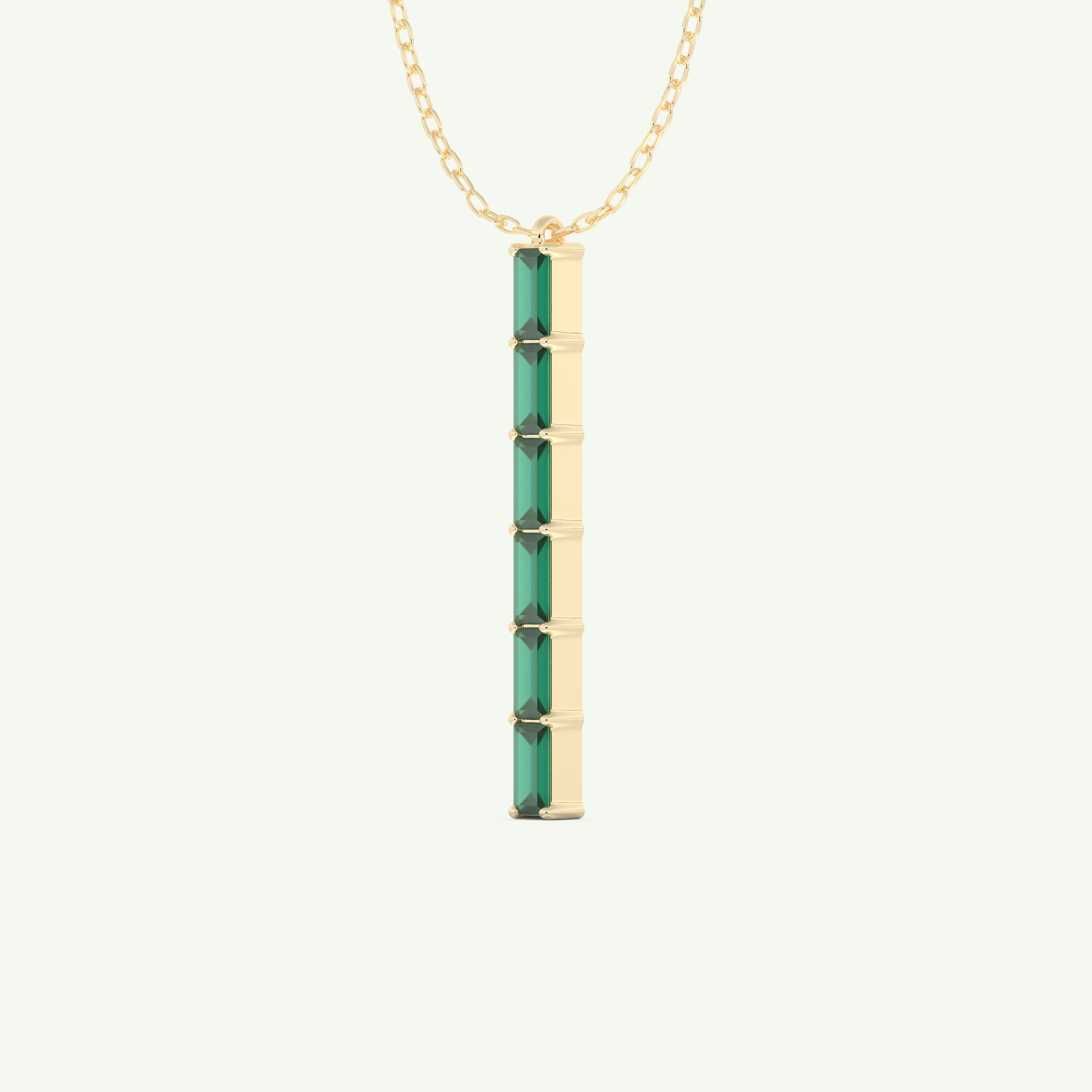 0.18 TCW Baguette Straight May-Emerald Birthstone Necklace 2