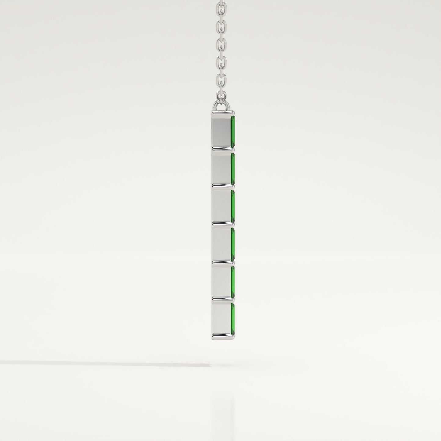 0.18 TCW Baguette Straight May-Emerald Birthstone Necklace
