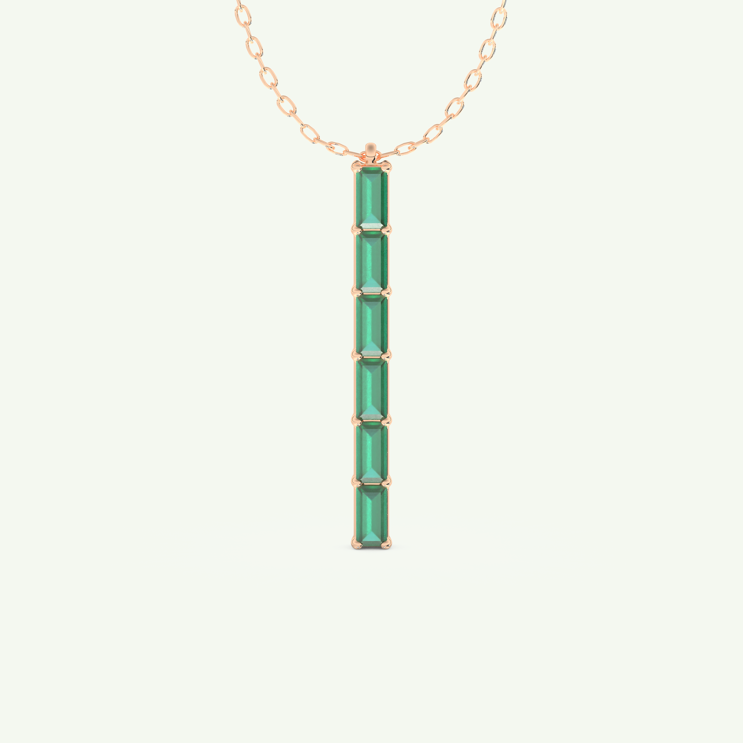 0.18 TCW Baguette Straight May-Emerald Birthstone Necklace 6