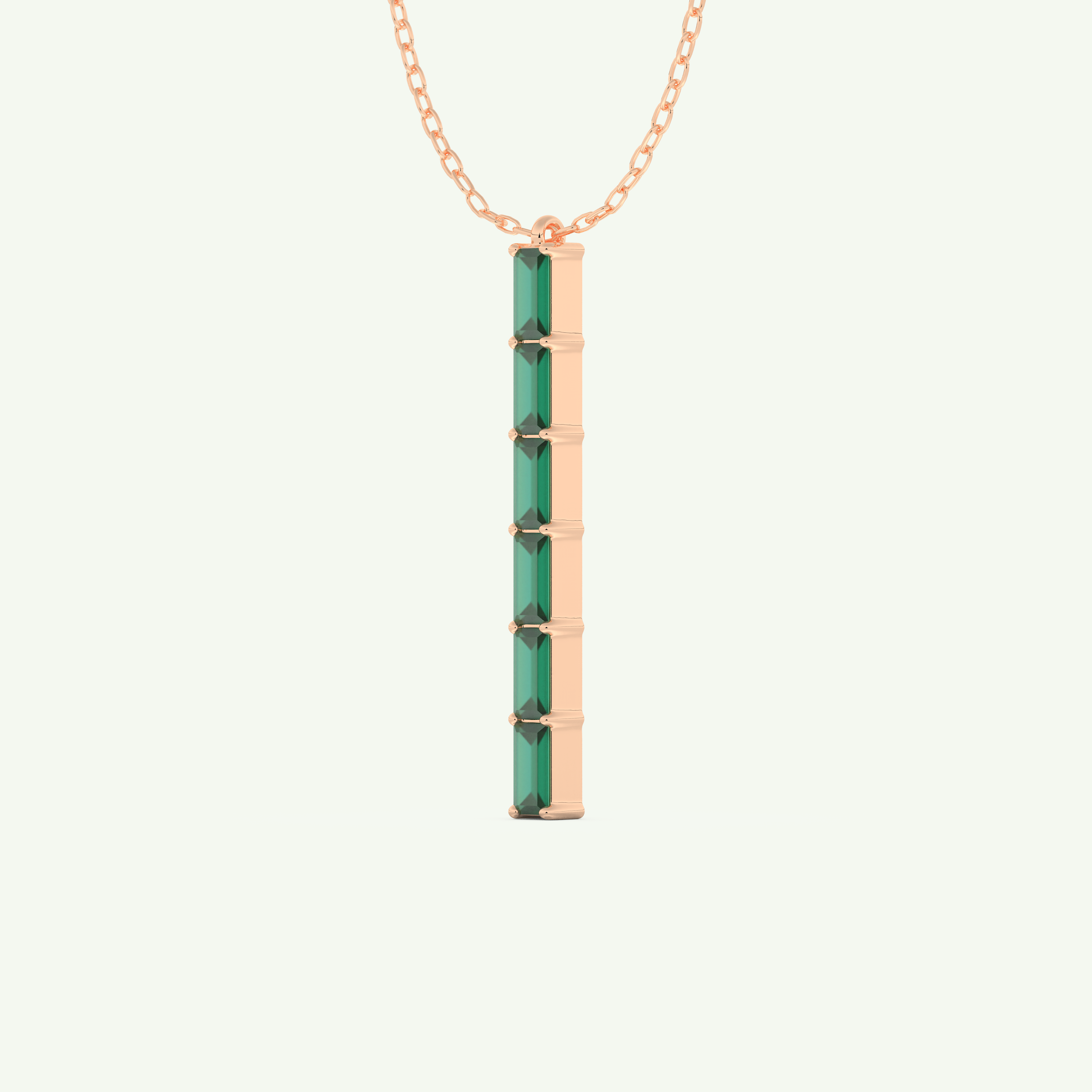 0.18 TCW Baguette Straight May-Emerald Birthstone Necklace 7