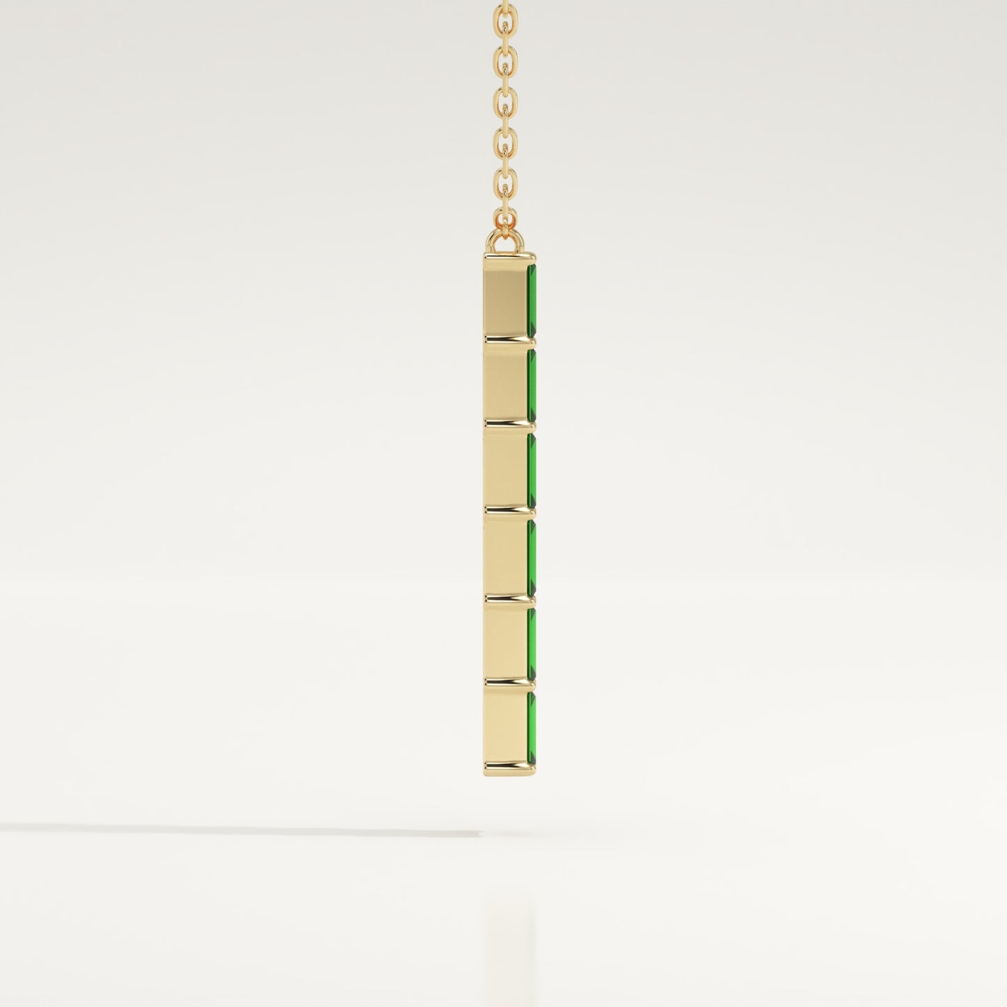 0.18 TCW Baguette Straight May-Emerald Birthstone Necklace