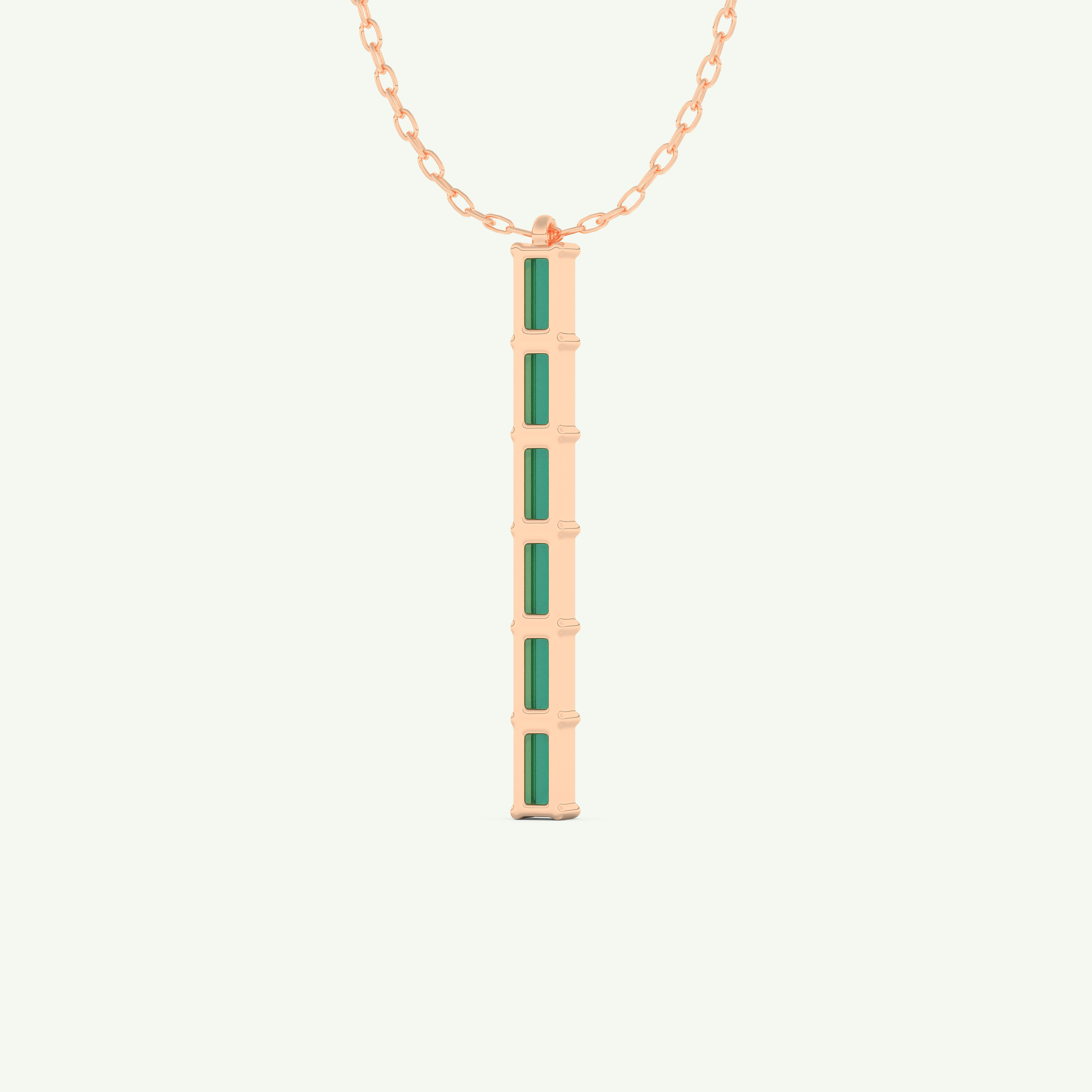0.18 TCW Baguette Straight May-Emerald Birthstone Necklace 9