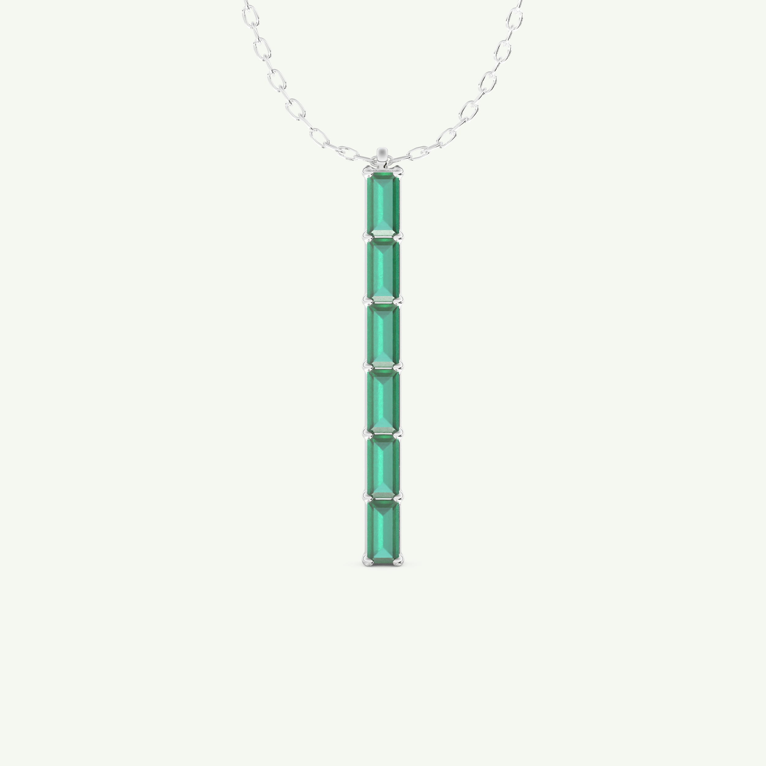 0.18 TCW Baguette Straight May-Emerald Birthstone Necklace 11