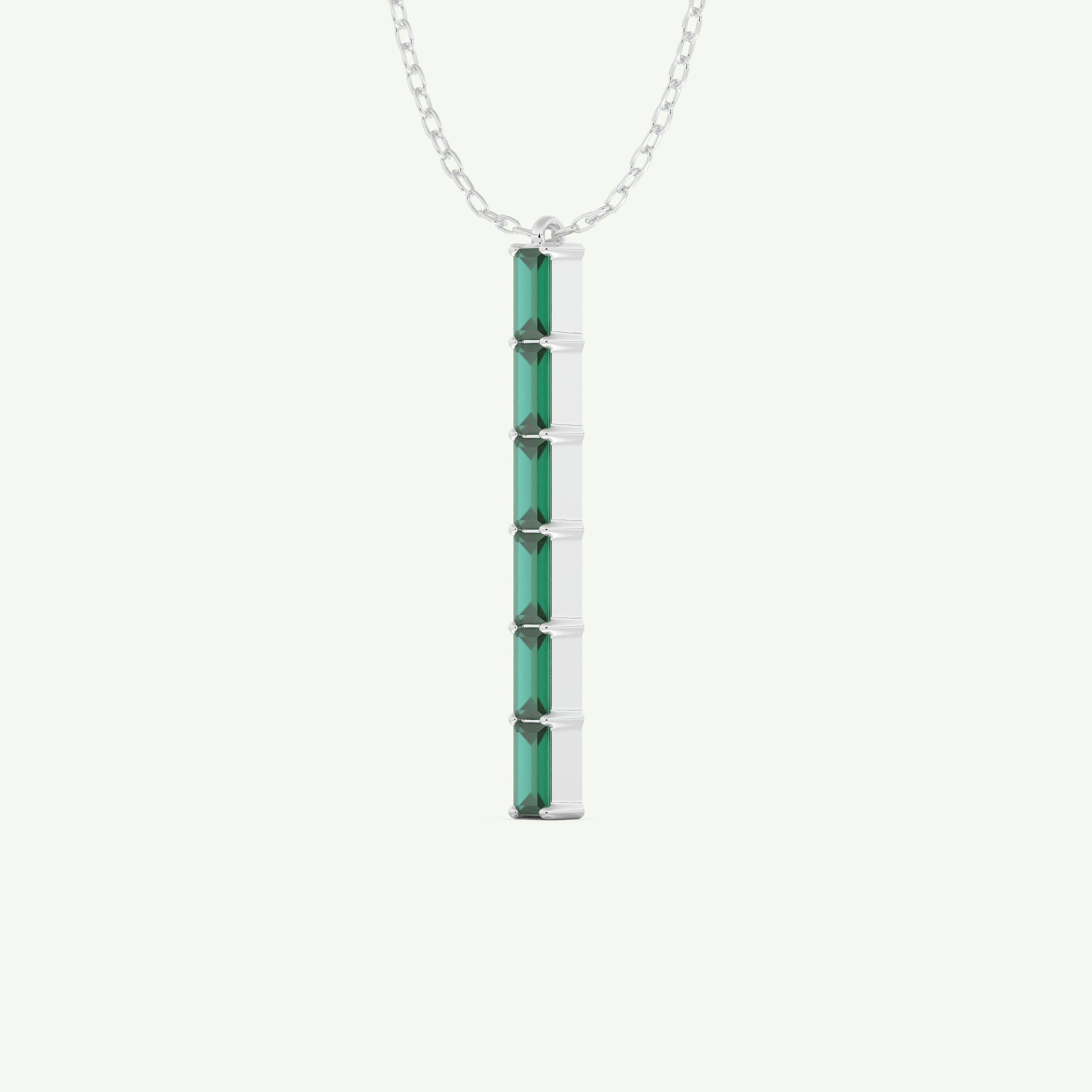 0.18 TCW Baguette Straight May-Emerald Birthstone Necklace 12