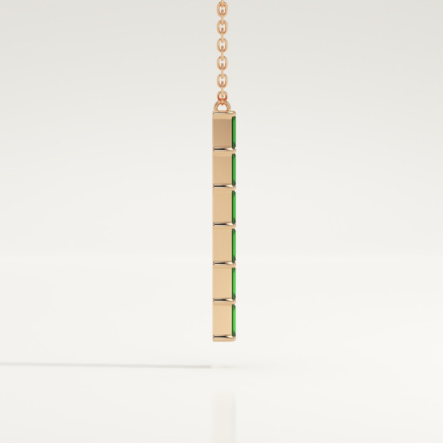 0.18 TCW Baguette Straight May-Emerald Birthstone Necklace