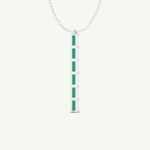 0.18 TCW Baguette Straight May-Emerald Birthstone Necklace 14