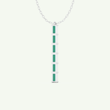 0.18 TCW Baguette Straight May-Emerald Birthstone Necklace 14