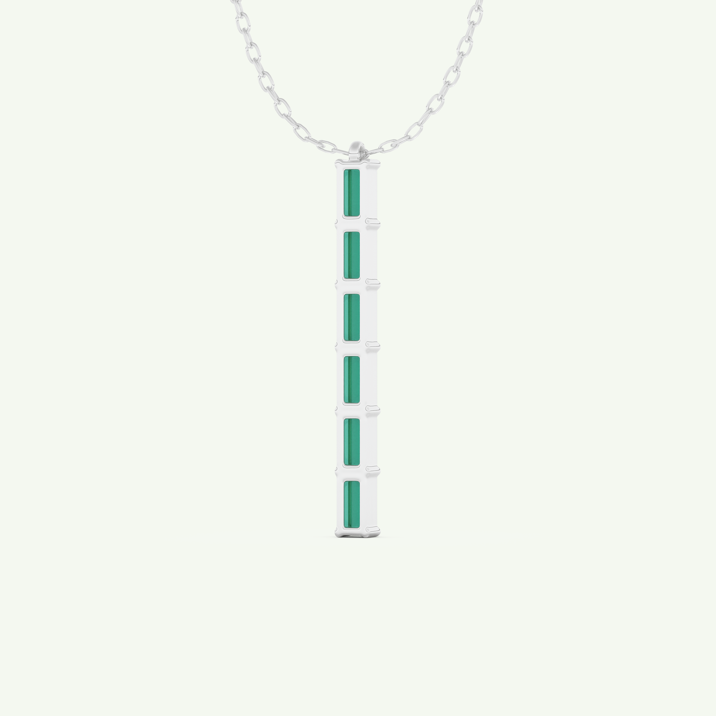 0.18 TCW Baguette Straight May-Emerald Birthstone Necklace 14