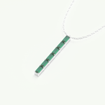 0.18 TCW Baguette Straight May-Emerald Birthstone Necklace 15